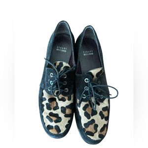 STUART WEITZMAN Leopard Hair Calf and Suede Tie Up Loafers Size 9